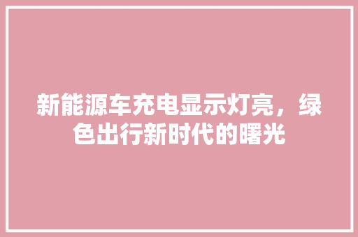 新能源车充电显示灯亮，绿色出行新时代的曙光