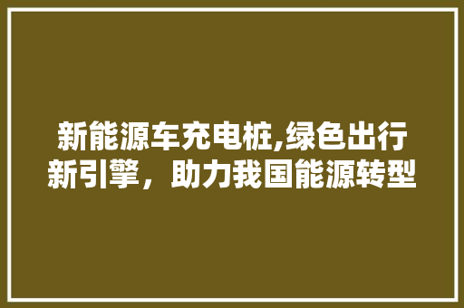 新能源车充电桩,绿色出行新引擎，助力我国能源转型