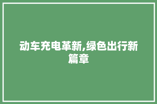 动车充电革新,绿色出行新篇章
