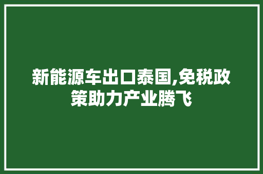 新能源车出口泰国,免税政策助力产业腾飞