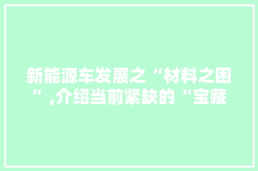 新能源车发展之“材料之困”,介绍当前紧缺的“宝藏”