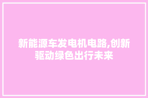新能源车发电机电路,创新驱动绿色出行未来