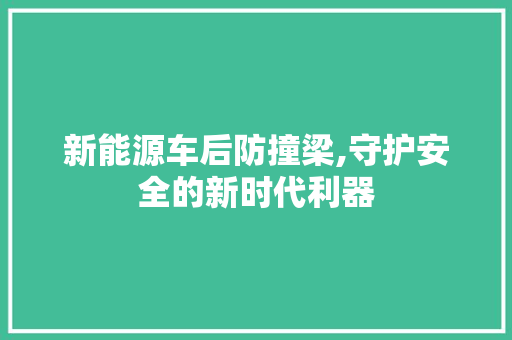 新能源车后防撞梁,守护安全的新时代利器