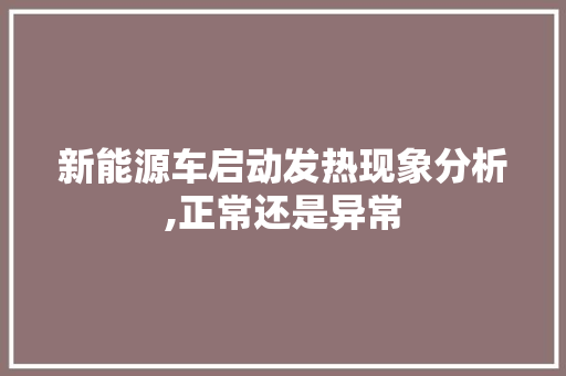 新能源车启动发热现象分析,正常还是异常