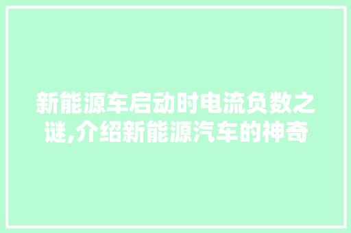 新能源车启动时电流负数之谜,介绍新能源汽车的神奇动力