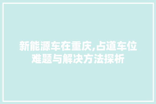 新能源车在重庆,占道车位难题与解决方法探析