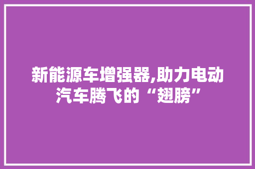 新能源车增强器,助力电动汽车腾飞的“翅膀”
