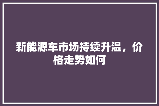 新能源车市场持续升温，价格走势如何