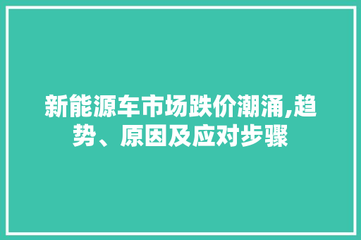 新能源车市场跌价潮涌,趋势、原因及应对步骤