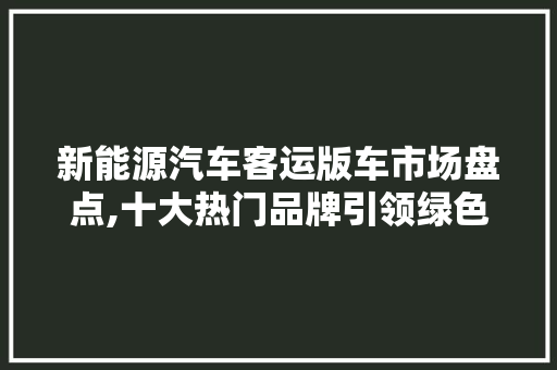 新能源汽车客运版车市场盘点,十大热门品牌引领绿色出行新潮流