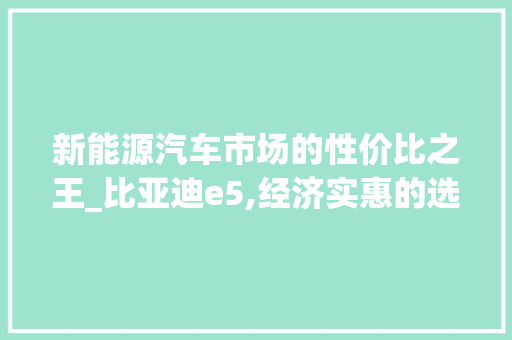 新能源汽车市场的性价比之王_比亚迪e5,经济实惠的选择