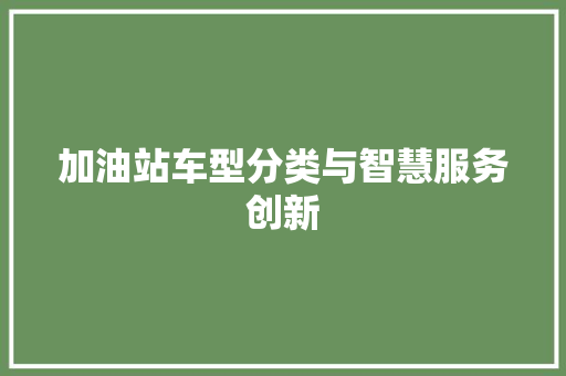 加油站车型分类与智慧服务创新