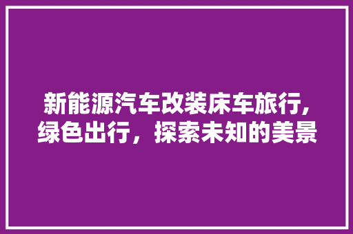 新能源汽车改装床车旅行,绿色出行，探索未知的美景