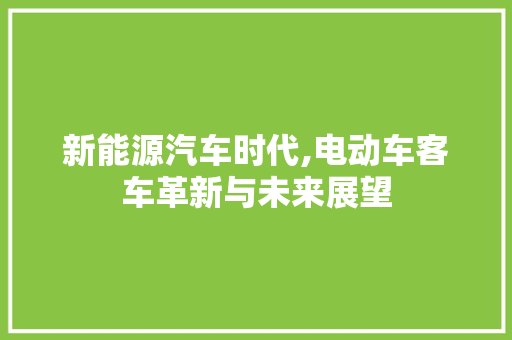 新能源汽车时代,电动车客车革新与未来展望