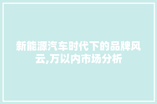 新能源汽车时代下的品牌风云,万以内市场分析 发动机配件