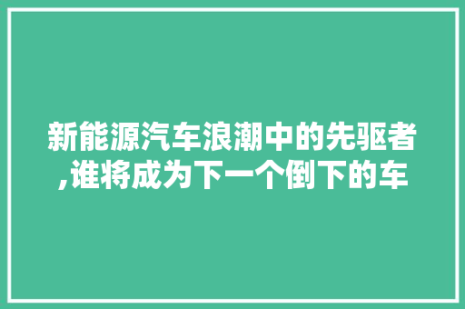 新能源汽车浪潮中的先驱者,谁将成为下一个倒下的车企