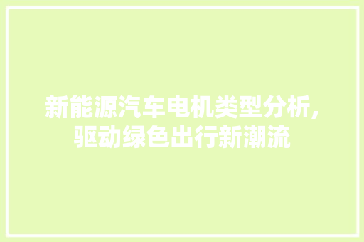 新能源汽车电机类型分析,驱动绿色出行新潮流