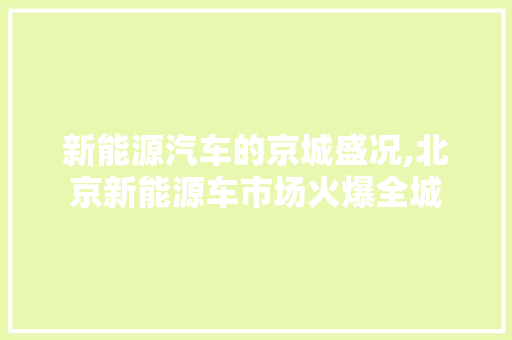 新能源汽车的京城盛况,北京新能源车市场火爆全城 车身配件