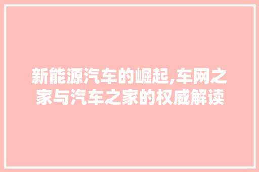 新能源汽车的崛起,车网之家与汽车之家的权威解读