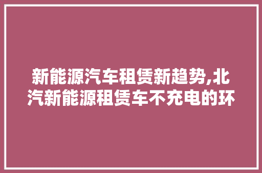 新能源汽车租赁新趋势,北汽新能源租赁车不充电的环保与便捷之路