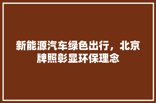 新能源汽车绿色出行，北京牌照彰显环保理念