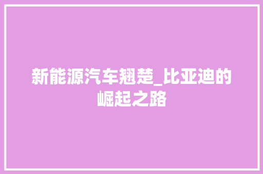 新能源汽车翘楚_比亚迪的崛起之路