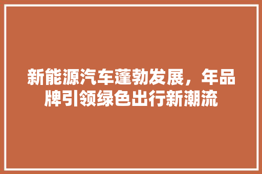 新能源汽车蓬勃发展，年品牌引领绿色出行新潮流
