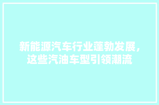 新能源汽车行业蓬勃发展，这些汽油车型引领潮流