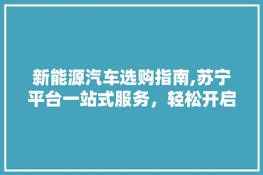 新能源汽车选购指南,苏宁平台一站式服务，轻松开启绿色出行