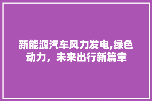 新能源汽车风力发电,绿色动力，未来出行新篇章