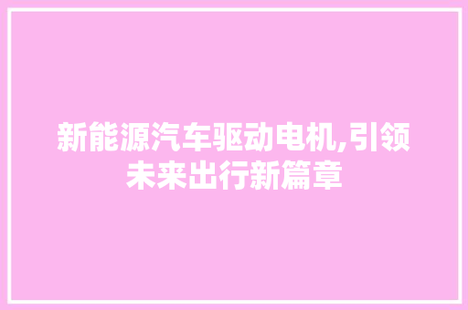 新能源汽车驱动电机,引领未来出行新篇章