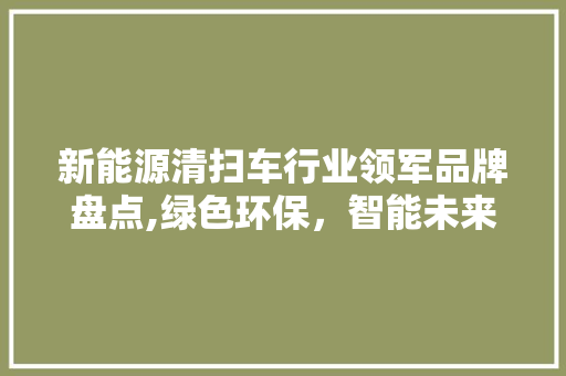 新能源清扫车行业领军品牌盘点,绿色环保，智能未来