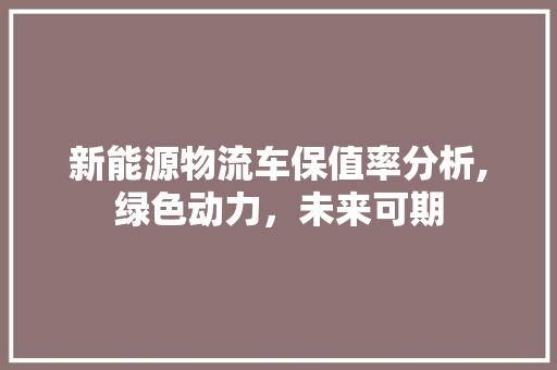 新能源物流车保值率分析,绿色动力，未来可期 新能源汽车