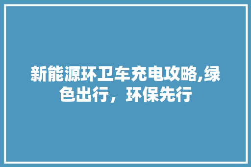 新能源环卫车充电攻略,绿色出行，环保先行