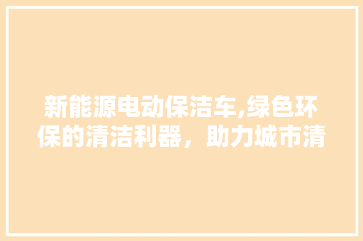 新能源电动保洁车,绿色环保的清洁利器，助力城市清洁革命