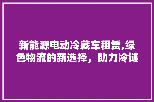 新能源电动冷藏车租赁,绿色物流的新选择，助力冷链行业发展