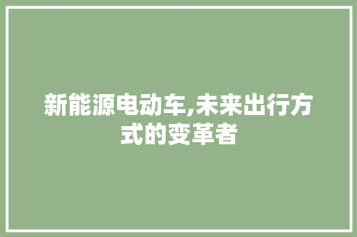 新能源电动车,未来出行方式的变革者