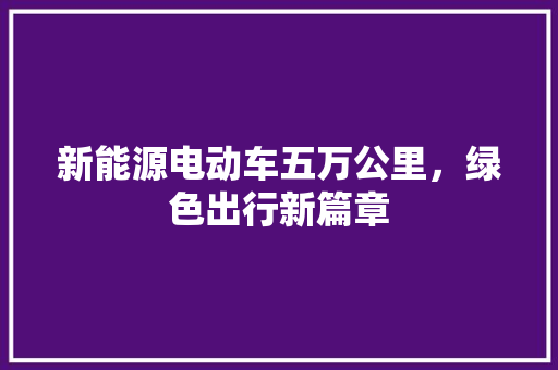 新能源电动车五万公里，绿色出行新篇章