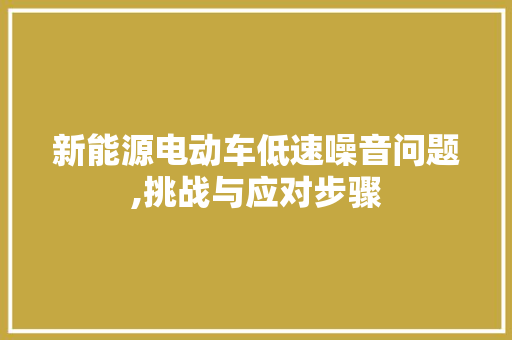 新能源电动车低速噪音问题,挑战与应对步骤