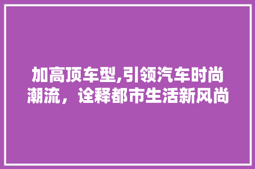 加高顶车型,引领汽车时尚潮流，诠释都市生活新风尚