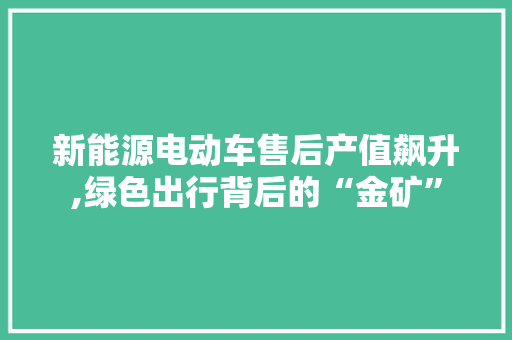 新能源电动车售后产值飙升,绿色出行背后的“金矿”