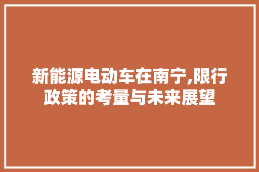 新能源电动车在南宁,限行政策的考量与未来展望