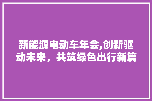 新能源电动车年会,创新驱动未来，共筑绿色出行新篇章 车身配件