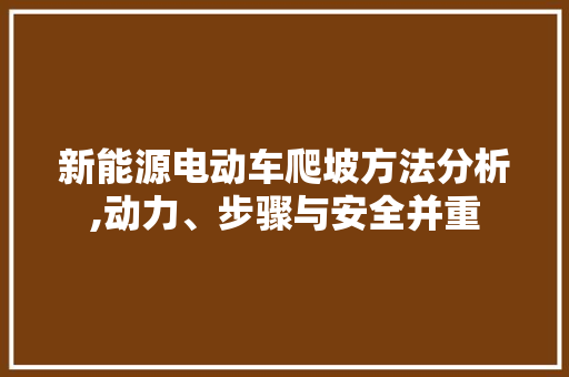 新能源电动车爬坡方法分析,动力、步骤与安全并重 底盘配件