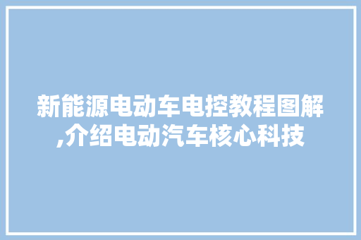 新能源电动车电控教程图解,介绍电动汽车核心科技