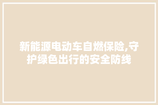 新能源电动车自燃保险,守护绿色出行的安全防线