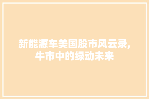 新能源车美国股市风云录,牛市中的绿动未来 变速箱配件