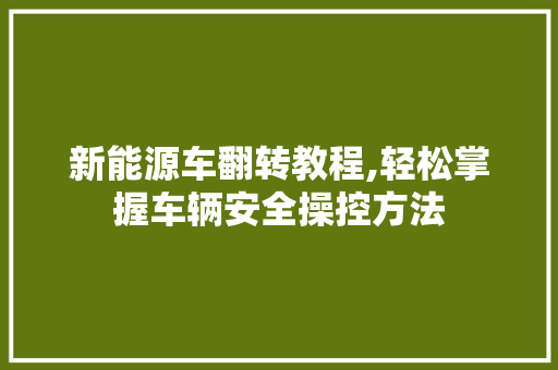 新能源车翻转教程,轻松掌握车辆安全操控方法