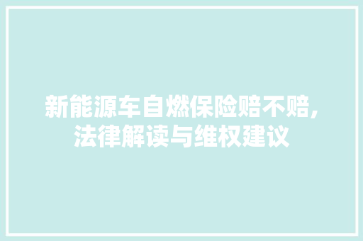 新能源车自燃保险赔不赔,法律解读与维权建议