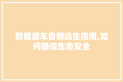 新能源车自燃逃生指南,如何确保生命安全 蓄电池配件